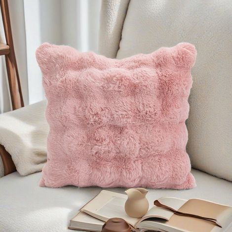 Lot de 2 taies d'oreiller douces à poils courts, à une seule face, pour le revêtement de canapé, style moderne, convient aux canapés et aux chambres, 45 x 45 cm, rose. (1/3)