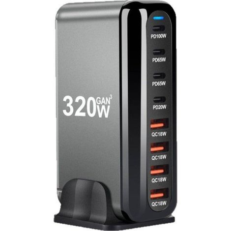 Chargeur PD3.1 - Nitrure De Gallium - 600 W - Multiport - Pour Ordinateurs Portables Et Appareils USB-C - 1 Pièce (1/5)