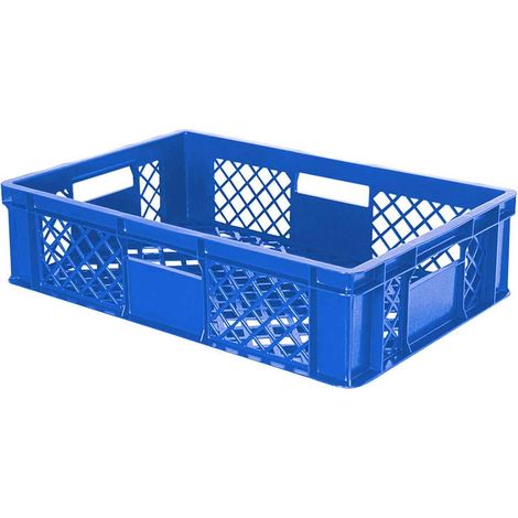 BRB 90 Stück Eurobehälter durchbrochen/Bäckerkiste, LxBxH 600x400x150 mm, PE-HD, lebensmittelecht, Palettenware (blau)