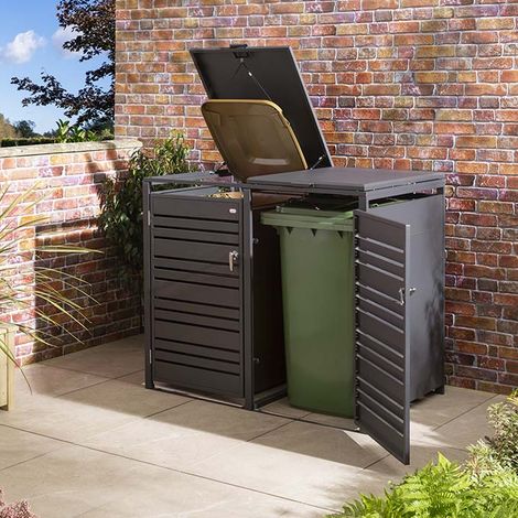 Rowlinson Chelsea Double Metal Bin Store - Anthracite