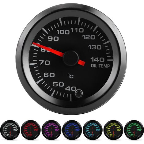 Indicatore temperatura olio 2 pollici 12 V 40-140 ℃ Display retroilluminazione a 7 colori con sensore universale per auto