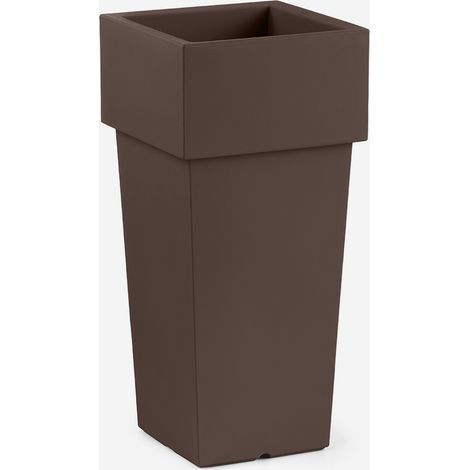 Vaso alto da esterno quadrato in polietilene 47x100cm Nova - Marrone