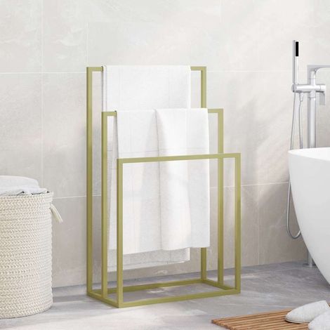 vidaXL Toallero de pie de hierro dorado 48x24x79 cm (1/5)