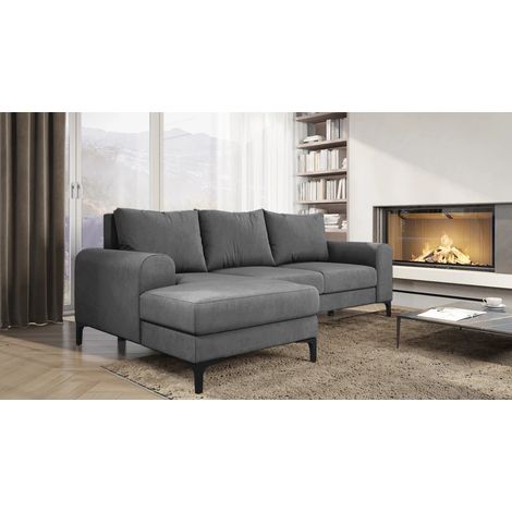 Instra Left Hand Facing Fabric Corner Sofa Bed - Grey (1/3)