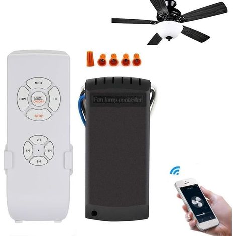 Kit de control remoto inalámbrico WiFi para ventilador de techo con 4 temporizadores y 3 velocidades, interruptor de control para ventilador de lámpara de 220 V/230 V, compatible con Alexa y Smart Lif (1/5)
