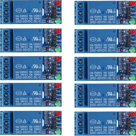 Module d'interrupteur contrôlé de charge de plaque d'expansion de déclencheur de niveau bas du module de relais de canal 10pcs 5V 1 pour le contrôle des appareils ménagers (1/5)