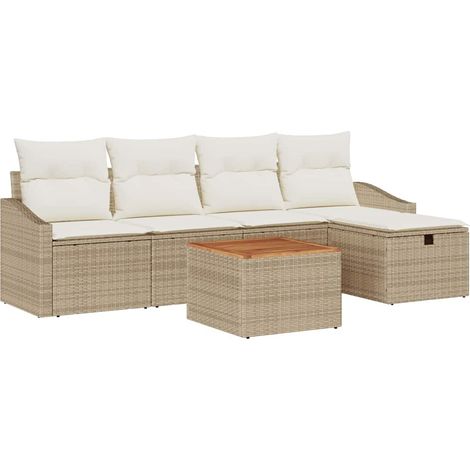 Maison Exclusive - Set Divano da Giardino 6 pz Beige polyrattan (1/5)