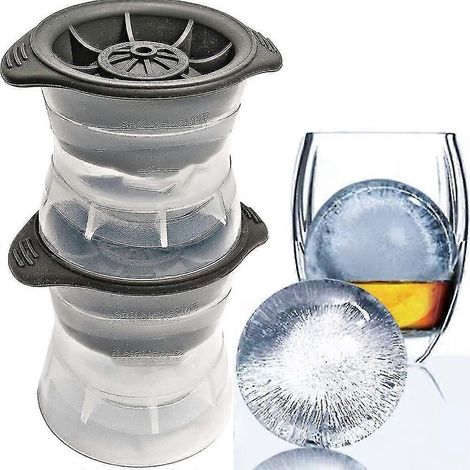 2 Stück runde Silikon-Eiskugelform für Whiskey Mate, große Eiskugelform, grau (1/5)