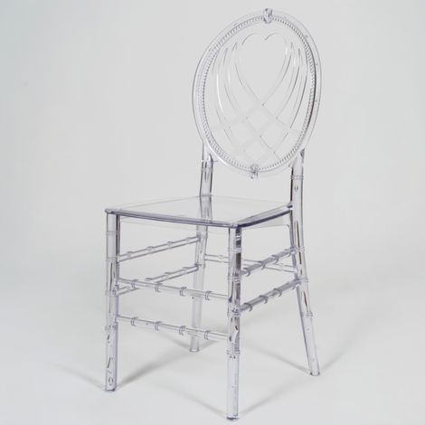 Biscottini – Chaise empilable en polycarbonate transparent – 39x40x91 cm – Dossier décoré – Imperméable et facile à nettoyer – Pour salle à manger et extérieur