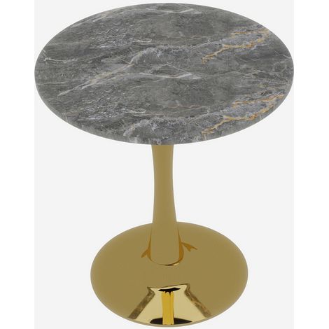 Goldener runder Tisch 70 cm aus Kunstmarmor, moderner Mid-Century-Stil (1/5)