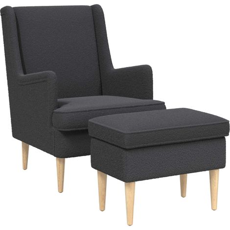 Sessel mit Fußhocker 2 stk. Dunkelgrau Bouclé vidaXL (1/5)