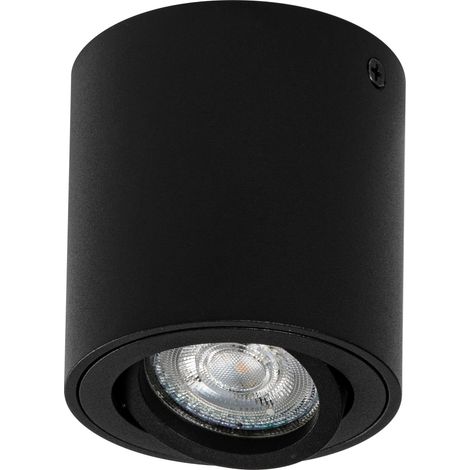 OSRAM Spot Spot Surface Round pour montage au plafond, noir, culot GU10, peut être équipé d'une lampe normale ou intelligente, angle de faisceau flexible, protection IP20, boîtier de haute qualité (1/4)