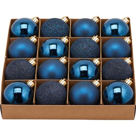 Palline per albero di Natale, colore Blu, tinta unita, in PVC -4 palline da Ø 10 cm (1/3)