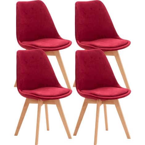 Set di 4 sedie da pranzo Linares rosso Velluto (1/5)
