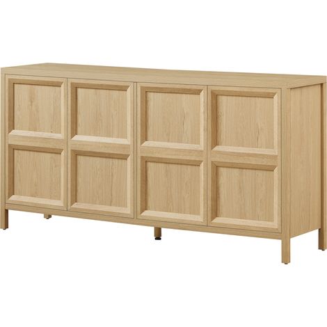 Aparador moderno de MDF efecto roble 160x40x80 cm con apertura Tip-On y Soft-Close (1/5)