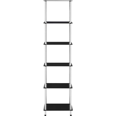 Maison Exclusive - Scaffale a 6 Livelli Nero 40x40x160 cm in Vetro Temperato (1/5)