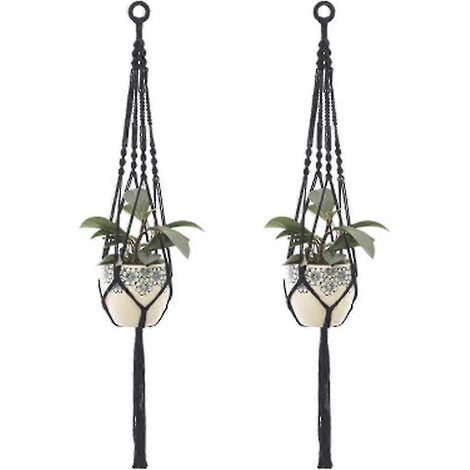 Lot de 2 suspensions pour plantes en macramé, pour intérieur et extérieur (1/5)