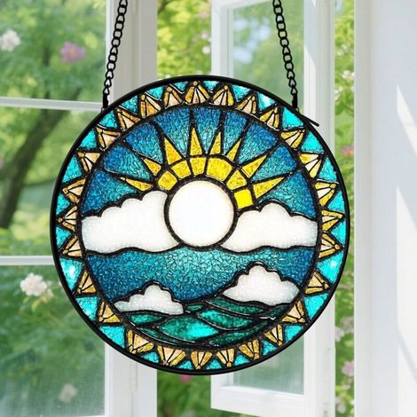 Capteur de soleil en vitrail - décoration spirituelle 9cm (1/4)