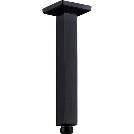 Black Shower Arm, 20cm Wall-Mounted Shower Arm, Square Stainless Steel Shower Extension, Black Shower Arm Extension for Rain Shower Head, Black Painted Finish (1/4)