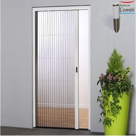 Moustiquaire de fenêtre plissée latérale H230 cm x L100 cm – Aluminium laqué blanc – Toile en polypropylène robuste – Fermeture aimantée – Moustikit (1/4)