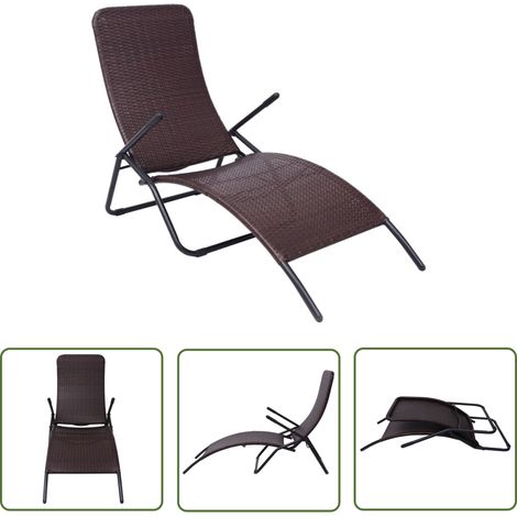 The Living Store Sonnenliege Klappbar Poly Rattan Brown - Sonnenliege - Gartenliege - Klappliege - Rattanliege - Outdoorliege (1/5)