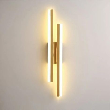 Applique Murale Interieur LED, 16W Moderne Lampe Murale Or, 3 Température de Couleur 3000-6500K Luminaire Mural en Acrylique pour Salon, Chambre, Escalier, Hôtel, Couloir [Classe énergétique E]
