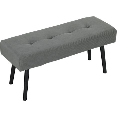 Panca imbottita in tessuto a coste grigia con gambe in metallo 100 x 36 x 45 cm (1/5)
