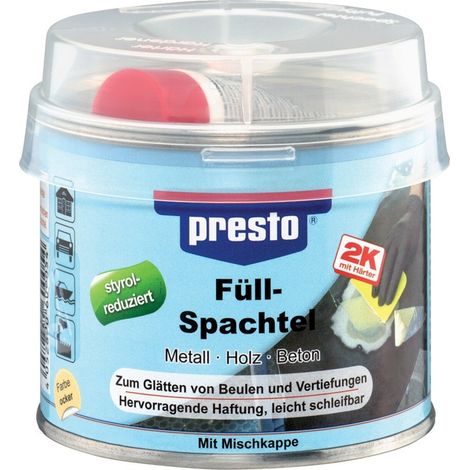 2K-Füllspachtel prestolith® plastic ocker,Härter rot 250g Dose PRESTO