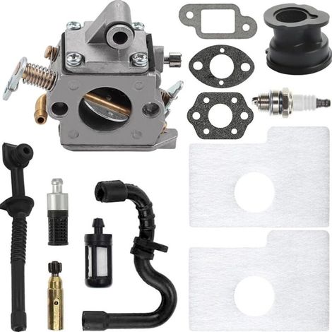 Carburateur pour Stihl MS170 MS180 017 018 ms170 ms 180 tronçonneuse remplace C1Q-S57 C1Q-S57A C1Q-S57B 11301200603 avec filtre à air, bougie d'allumage, filtre à carburant, filtre à huile (1/4)