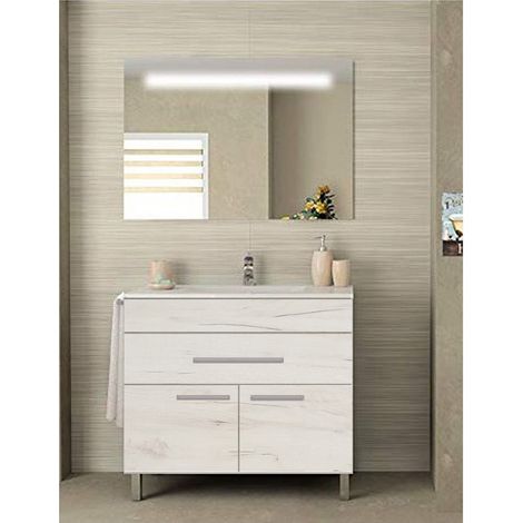 Conjunto de Baño Bahia 2 puertas y un cajón - 7 colores distintos -15 medidas - incluye mueble, lavabo y espejo - Blanco nórdico 120 x 45 cm 2 Senos (1/3)