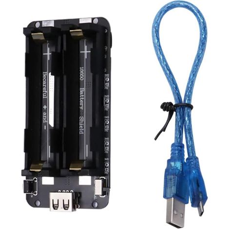 Bouclier de batterie 18650 avec câble USB, bouclier d'extension de batterie 3 V/1 A 5 V/2 A, chargeur micro USB de type B et port de type C, compatible avec Raspberry Pi, Arduino, Wemos (1/5)