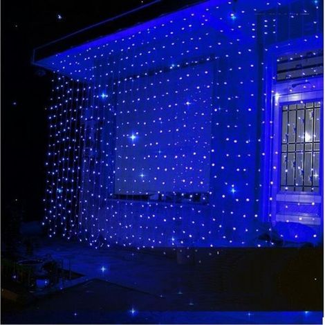 BLEU 3M3M 30LEDs filet Rideau Guirlande Lumineuse lumière Prise EU 8 modes pour décoration Noël fête soirée bar mariage chambre (1/4)