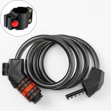 Antivol pour vélo, tige en acier trempé 110 cm × 11 mm, cadenas à code 5 chiffres – pour vélo, tricycle et trottinette