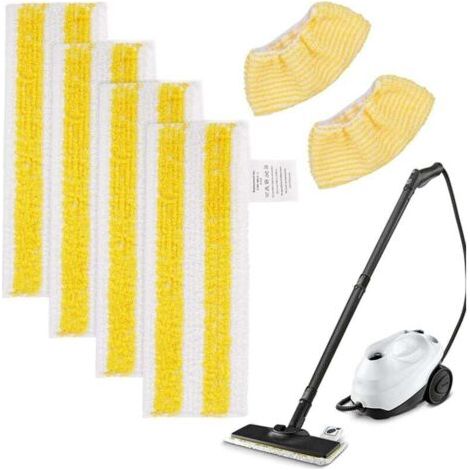 Lot de 6 chiffons en microfibre compatibles avec Kärcher SC2, SC3, SC4, SC5 nettoyeur vapeur, Kit d'accessoires de nettoyeur vapeur lavable(4 lingettes+2 Bonnettes)