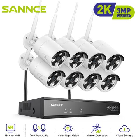 SANNCE 8MP NVR CCTV Wireless Security System with 8x 3MP WiFi Cameras,2 Way Audio,Works with Alexa,Human Detection, IP66, No HDD (1/5)