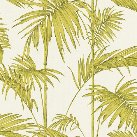 Papel pintado naturaleza Profhome 369194 papel pintado no tejido ligeramente texturado con dibujo de jungla mate verde blanco-crema 5,33 m2