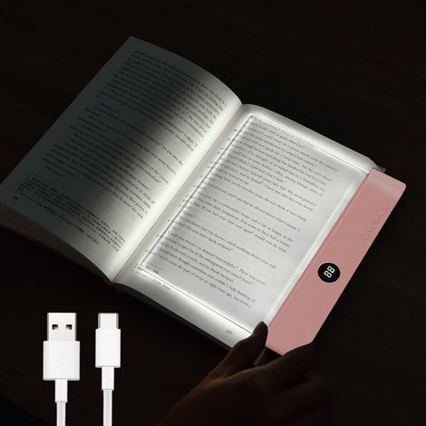 Lampe de lecture, 3 couleurs de lumières LED plates pour les livres au lit avec fonction mémoire, minuterie de gradation, lampe de lecture rechargeable, lampes de chevet pour les amoureux de livres (1/5)