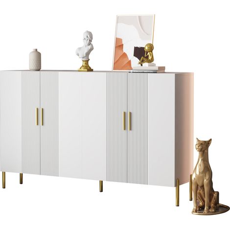 CHICFURN Aparador de comedor 160 x 36,5 x 100 cm blanco mate, 4 puertas y almacenamiento (1/5)