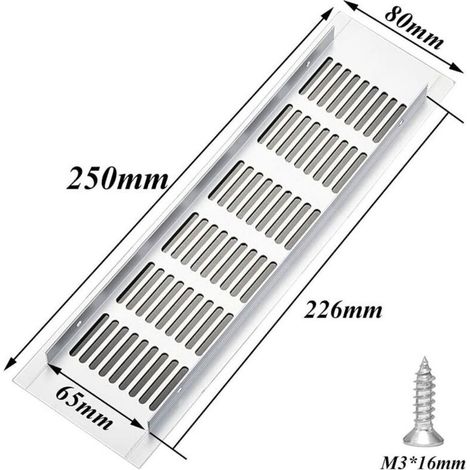 Grille d'aération en aluminium pour armoire à chaussures, trou d'aération rectangulaire pour la dissipation de la chaleur - Argent, 825cm, 2pcs (1/3)
