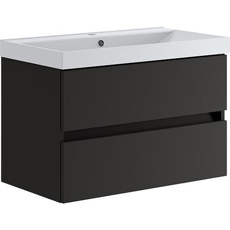 Meuble sous-vasque+Céramique WT Kora 2.0, anthracite laqué mat 2 tiroirs largeur 805 mm