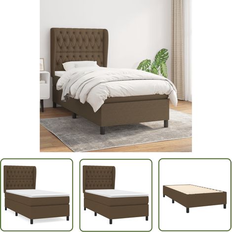The Living Store Boxspringbett mit Matratze Dunkelbraun 100x200 cm Stoff - Boxspringbett - Doppelbett - Bettenrahmen - Lattenrost - Massivholzbette (1/5)