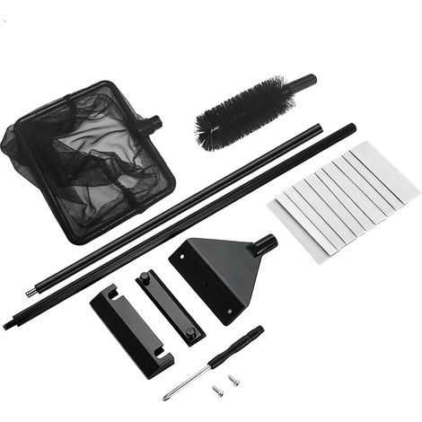 Nettoyeur Aquarium 3 en 1, Epuisette Aquarium en Aluminium, Kit Nettoyage Aquarium avec Lames, Mini Épuisette, Ensemble D'accessoires et D'outils pour Aquariums et Bassins (1/5)