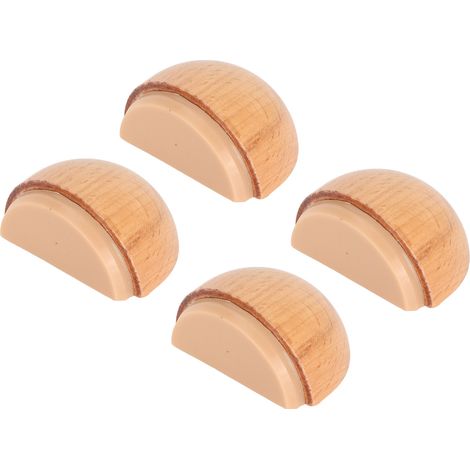 4pcs Wood Door Stopper Multipurpose Silent Prevents Collision Drilling Free Shock Absorbent Door Bumper Stop for Bedroom Bathroom (1/5)