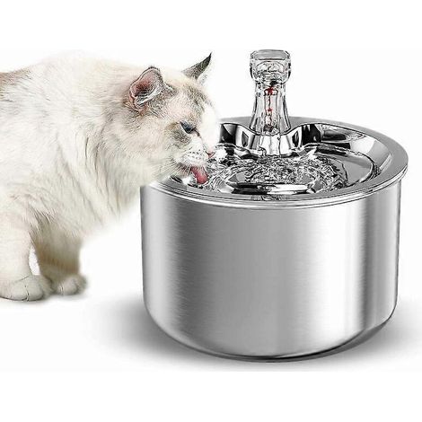 Kattenwaterfontein, roestvrij staal, 2 liter, ultrastil, drinkfontein voor huisdieren met USB-voeding, waterdispenser voor katten en honden - automatische thermostaat (1/3)
