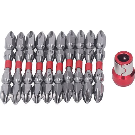 Jeu de 6 embouts cruciformes magnétiques S2, tournevis manuel et électrique, tige de 65mm, outil combiné à forte aimantation (1/5)