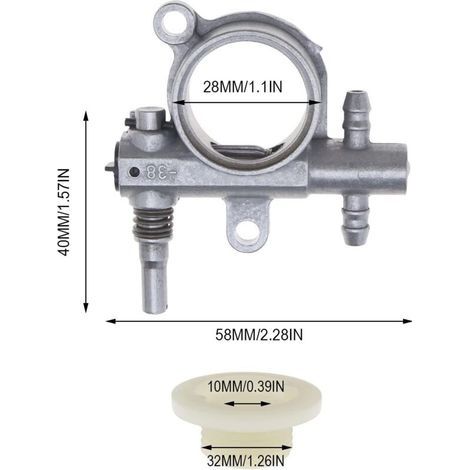 Aiperq – Lot de 2 pompes à huile pour tronçonneuse 25CC/38CC – Engrenage à vis sans fin – Alliage aluminium pour durabilité – Pièces de rechange outils électriques (1/4)