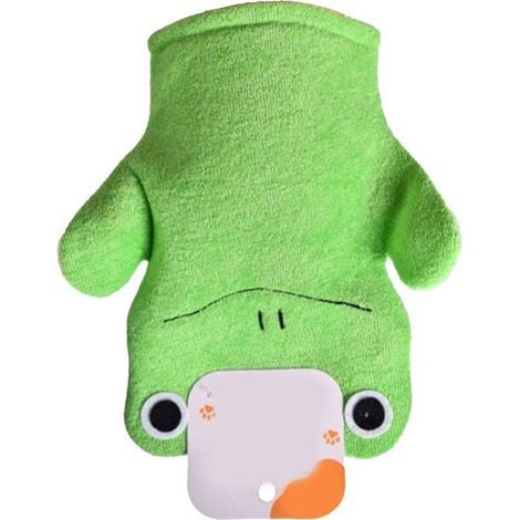 BelleRise – Frosch-Peelinghandschuh – Weicher Waschlappen – Für den täglichen Gebrauch – Einheitsgröße Grün (1/5)