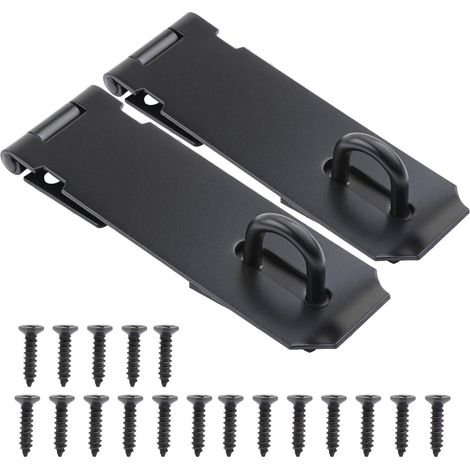 Lot de 2 loquets à cadenas en acier inoxydable de 127 mm ,loquet robuste et agrafe avec vis, fermoir de porte, verrou de portail, abri de jardin, cadenas agrafe, noir-Fei Yu (1/5)
