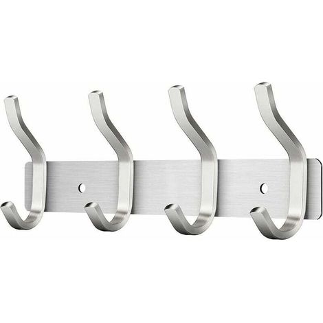 Wandgarderobe mit 4 Haken, Edelstahl, für Handtücher (Silber, 4 Haken) (1/3)