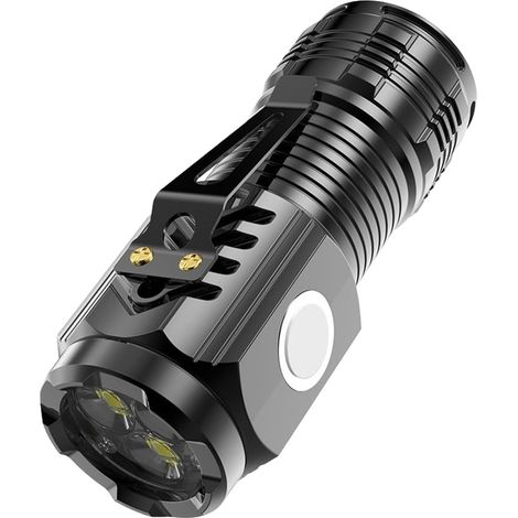 Lampe torche LED rechargeable, lampe de poche magnétique, lampe de poche LED rechargeable ultra lumineuse avec aimant puissant (C)